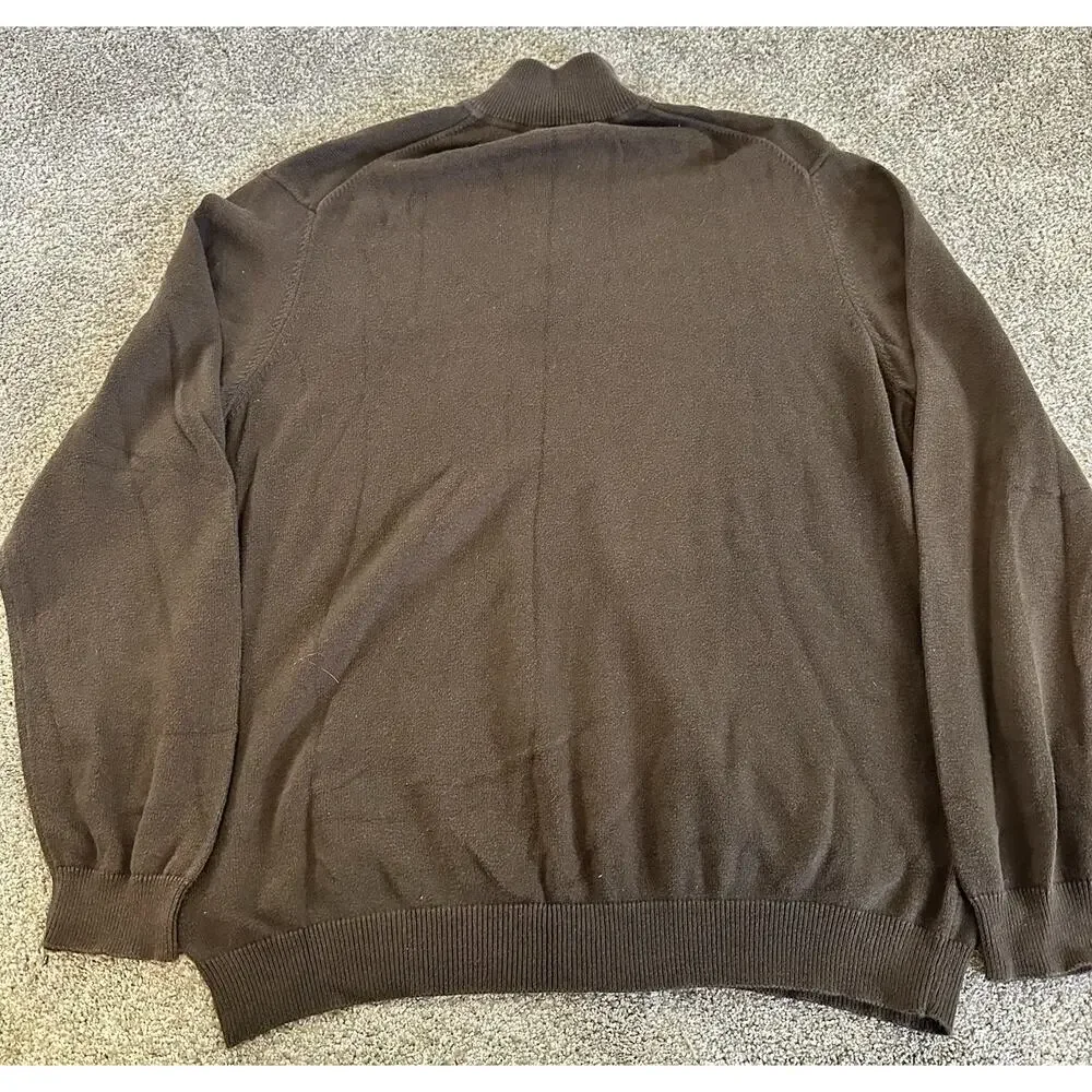 Mens Eddie Bauer Quarter Zip Cotton & Cashmere Sweater Brown Pullover XL TALL - Picture 9 of 11